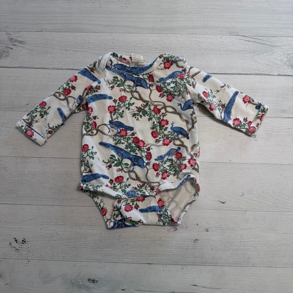 Kate Quinn baby girls floral bird long sleeve bodysuit 0-3 months